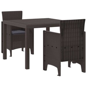 vidaXL Ensemble de salle à manger pour jardin 3 Pièces Marron Rattan Polt