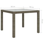 vidaXL Table de jardin 90x90x75 cm Verre trempé et résine tressée Gris