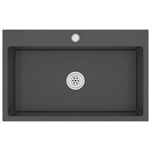 vidaXL Évier de cuisine fait main Noir Acier inoxydable