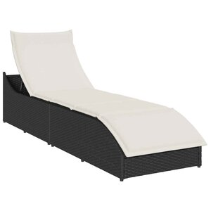 vidaXL Chaise longue pliante coussin et rangement noir résine tressée
