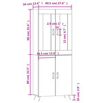 vidaXL Buffet haut Gris béton 69 5x34x180 cm Bois d'ingénierie