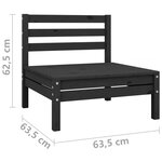 vidaXL Canapé à 2 places de jardin Noir Bois de pin solide