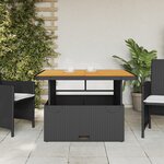 vidaXL Table de jardin noir 110x110x71cm résine tressée et bois acacia