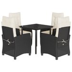 vidaXL Ensemble à manger de jardin coussins 5Pièces Noir Résine tressée