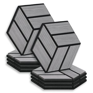 8 Panneaux muraux 30x26 hexagone gris bois