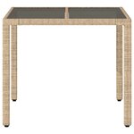 vidaXL Table de jardin dessus en verre beige 90x90x75cm résine tressée