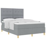 vidaXL Lit à ressorts avec matelas Gris clair 140 x 190 cm tissu