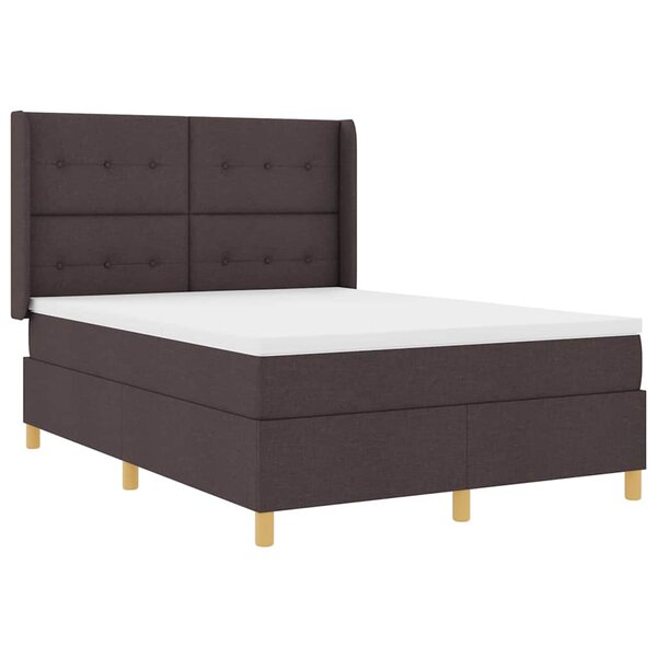vidaXL Lit à ressorts avec bandes LED Marron 160 x 200 cm tissu