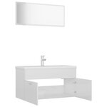 vidaXL Ensemble de meubles de salle de bain Blanc brillant Aggloméré