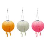 Lot de 3 lampion solaire shangri la orange nylon d20cm