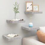 vidaXL Étagères murales flottantes 4 Pièces gris béton 23x23 5x3 8 cm MDF
