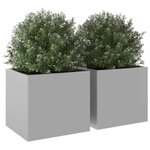 vidaXL Jardinières 2 Pièces argenté 32x30x29 cm acier galvanisé