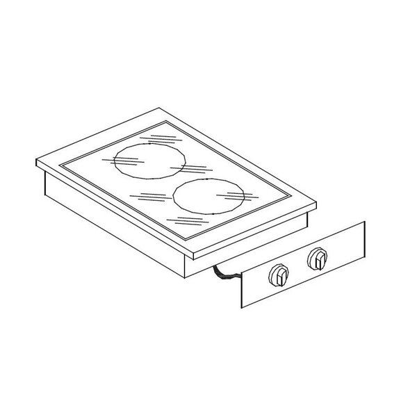 Réchaud en céramique drop-in - 2 zones de cuisson - combisteel - nvt. - acier inoxydable 400x600x260mm