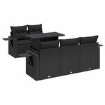 vidaXL Salon de jardin 6 Pièces avec coussins noir résine tressée