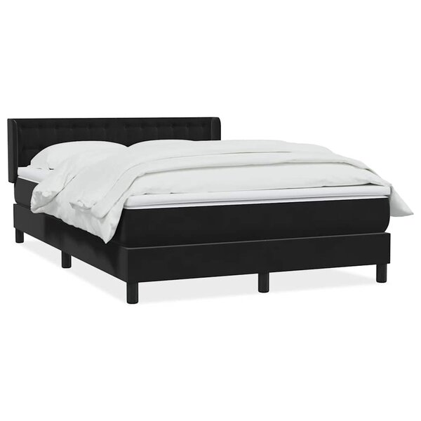 vidaXL Sommier à lattes de lit avec matelas noir 140x210 cm velours