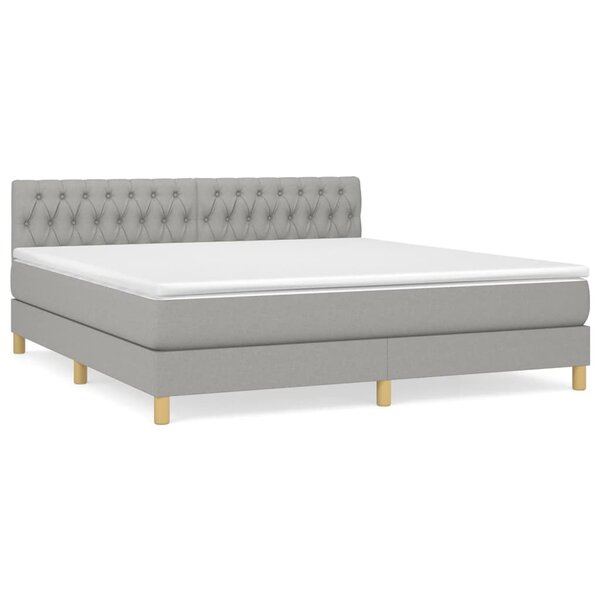 vidaXL Sommier à lattes de lit avec matelas Gris clair 180x200cm Tissu