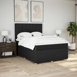 vidaXL Sommier à lattes de lit avec matelas Noir 140x190 cm Tissu