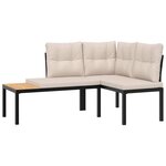 vidaXL Salon de jardin avec coussins 7 Pièces noir acier enduit de poudre