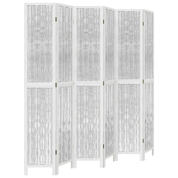 vidaXL Cloison de séparation 6 panneaux blanc bois de paulownia massif