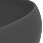 vidaXL Lavabo rond de luxe Gris foncé mat 40x15 cm Céramique
