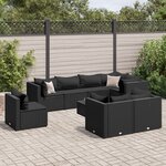 vidaXL Salon de jardin 9 Pièces avec coussins Noir Résine tressée