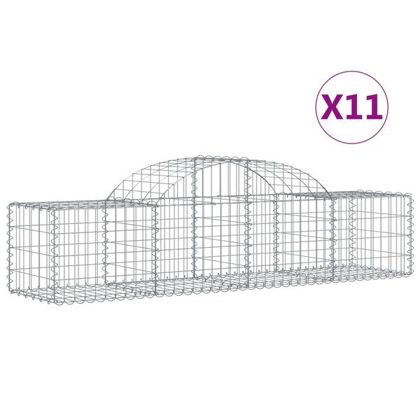 vidaXL Paniers à gabions arqués 11 Pièces 200x50x40/60 cm fer galvanisé