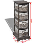 vidaXL Étagère de rangement Bois Marron 4 paniers en tissage