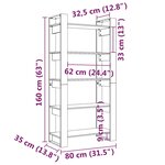 vidaXL Bibliothèque/Cloison Marron miel 80x35x160 cm Bois massif