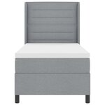 Lit box spring vidaXL avec matelas et lumière LED gris clair 90x200 cm en tissu