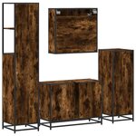 vidaXL Ensemble meubles salle de bain 4 Pièces chêne fumé bois ingénierie