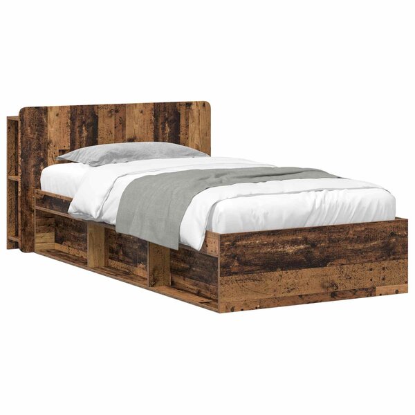 vidaXL Cadre de lit avec rangement Bois ancien 100 x 200 cm