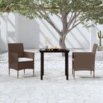 vidaXL Mobilier de salle à manger de jardin coussins 3 Pièces Marron/noir
