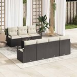 vidaXL Ensemble de canapé de jardin avec coussin 8 Pièces Noir et Crème