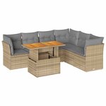 vidaXL Salon de jardin avec coussins 7 Pièces beige résine tressée