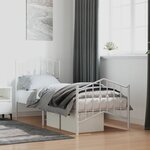 vidaXL Cadre de lit métal avec tête de lit/pied de lit blanc 75x190 cm