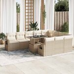 vidaXL Salon de jardin 11 Pièces avec coussins beige résine tressée