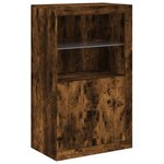 vidaXL Buffet avec lumières LED chêne fumé 202x37x100 cm