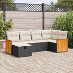 vidaXL Salon de jardin 6 Pièces avec coussins noir résine tressée