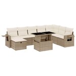 vidaXL Salon de jardin avec coussins 9 Pièces beige résine tressée