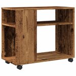 vidaXL Table d'appoint avec roues vieux bois bois d'ingénierie
