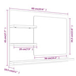 vidaXL Miroir de bain Sonoma gris 60x10 5x45 cm Bois d'ingénierie