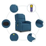 vidaXL Fauteuil inclinable de massage bleu velours