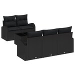 vidaXL Canapé de jardin 6 pièces avec coussins Noir Rotin Synthétique