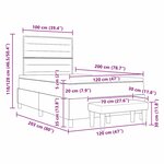 vidaXL Lit à ressorts avec matelas et banc gris foncé 120x200 cm en tissu