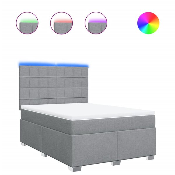 vidaXL Sommier à lattes de lit avec matelas Gris clair 140x200cm Tissu