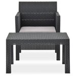 vidaXL Salon de jardin 2 Pièces avec coussin PP Rotin Anthracite