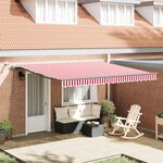 vidaXL Auvent Rétractable Automatique avec Rayures Rouges et Blanches 400x350 cm