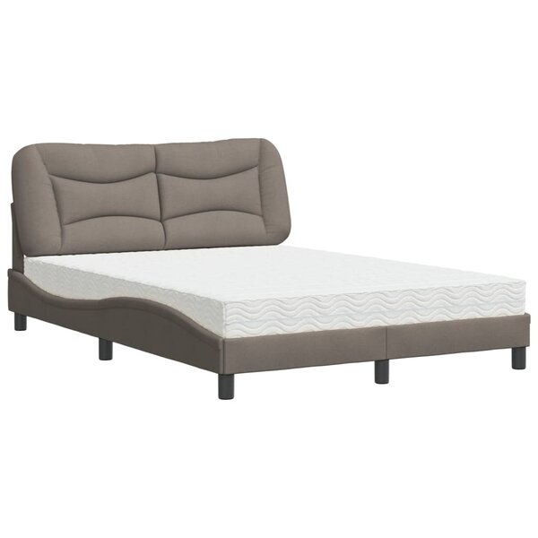 vidaXL Lit avec matelas taupe 120x200 cm tissu