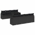 vidaXL Ensemble de canapé de jardin 9 Pièces Noir Poly Rattan