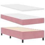 Lit coffre vidaXL avec matelas rose en velours simple